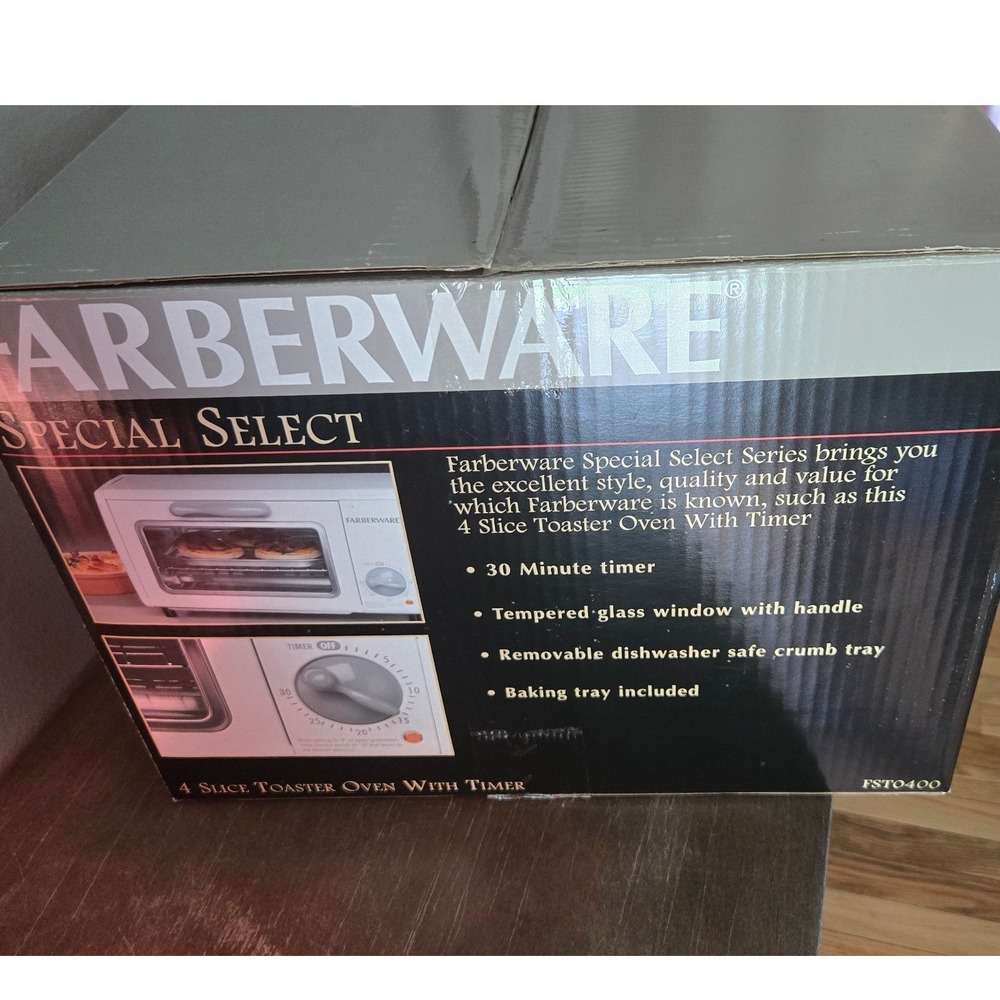 Farberware FSTO400 Special Select 4 Slice Toaster Oven Timer Open Box Vintage - Picture 4 of 9